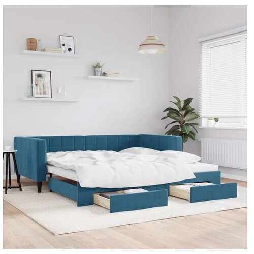 vidaXL Izvlečna dnevna postelja s predali modra 100x200 cm ž Cene