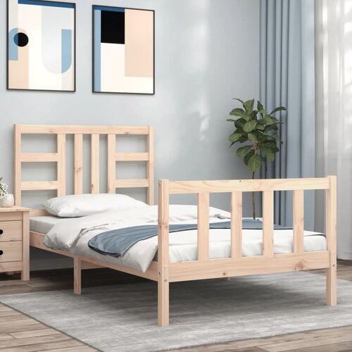 vidaXL Posteljni okvir z vzglavjem 90x190 cm trden les Cene