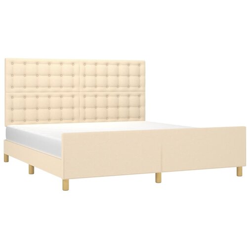  Okvir za krevet bez madraca krem 160x200 cm od tkanine Slike