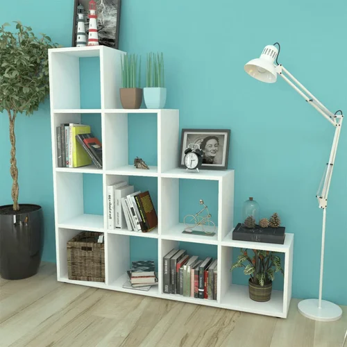 vidaXL 242550 Staircase Bookcase/Display Shelf 142 cm White