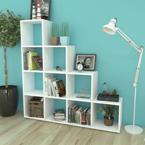 VidaXL Stopničasta knjižna omara/ razstavna polica 142 cm bela, (20705448) Slike