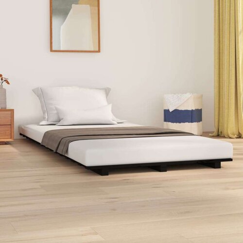  Za krevet crni 100 x 200 cm od masivne borovine Slike