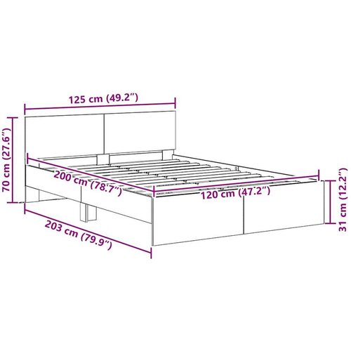 Okvir za krevet Staro drvo 120 x 200 cm Konstruirano drvo Slike