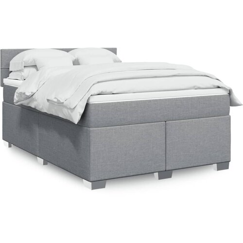 vidaXL Box spring postelja z vzmetnico svetlo siva 140x200 cm blago Cene