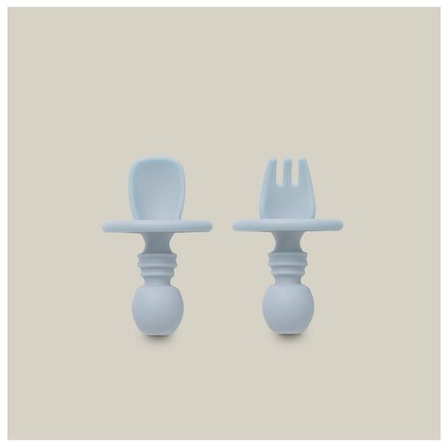 Interbaby silikonski set pribora za samostalno hranjenje Blue Grey Cene