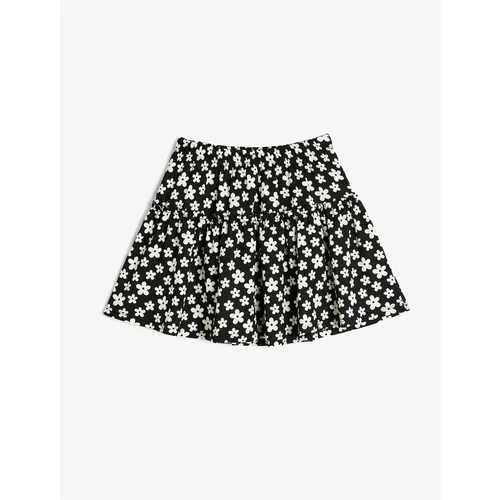 Koton Floral Mini Skirt With Elastic Waist Ruffled