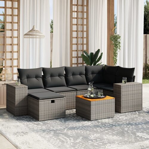 vidaXL 7-dijelni set vrtnih sofa sivi od poliratana Cijene