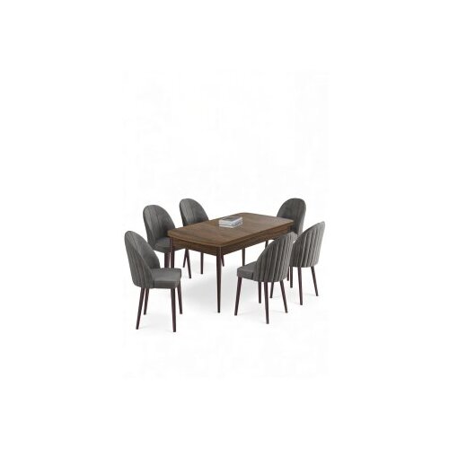 Hanah home Rasklopivi trpezarijski sto i stolice (7 delova) Enya Baroque Grey Cene