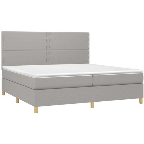  Box spring s madracem LED svjetlosivi 200x200 cm tkanina Slike