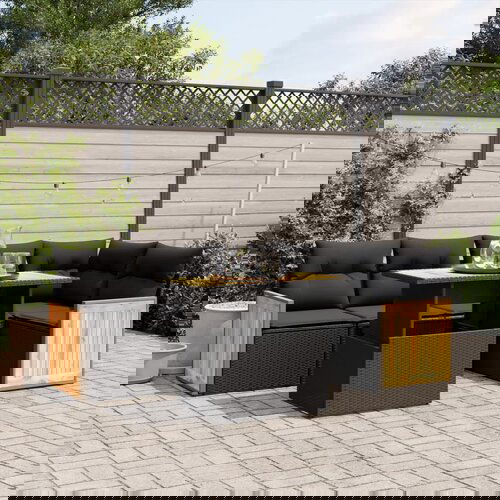 vidaXL 6-dijelni set vrtnih sofa s jastucima crni od poliratana Cijene