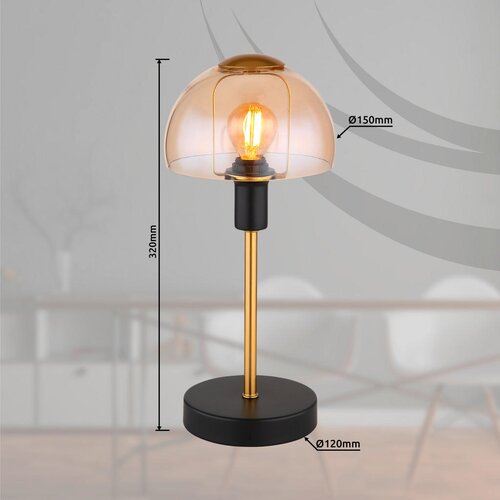 Lesnina XXXL Globo 21914A - Stona lampa KOKKINI 1xE14/25W/230V crna/zlatna Slike
