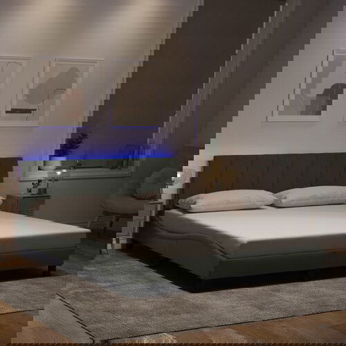 Furnova Posteljni okvir z LED lučkami svetlo siv 160x200 cm žamet, (21940980) Slike