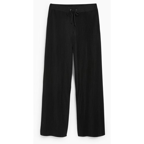CA ženske pantalone sa naborima, široke nogavice, crne Cene
