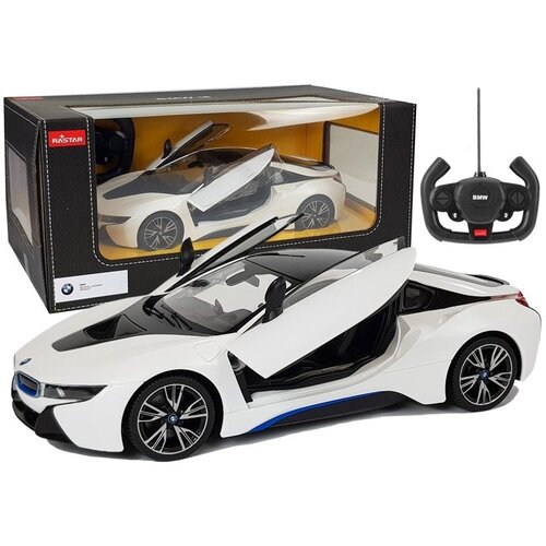  Licencirani avto na daljinsko upravljanje BMW i8 Rastar 1:14 z avtomatskimi vrati - bela Cene