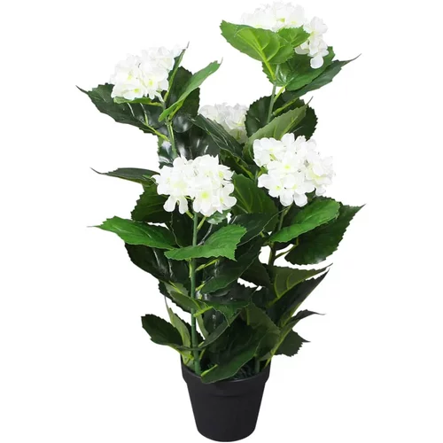 vidaXL Umetna rastlina hortenzija v loncu 60 cm bela