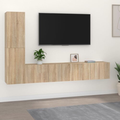 vidaXL Komplet TV omaric 4-delni sonoma hrast inženirski les Cene