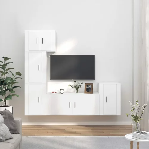  5-dijelni set TV ormarića bijeli od konstruiranog drva