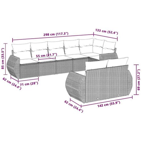 VidaXL 8-dijelni set vrtnih sofa od poliratana s jastucima svjetlosivi Slike
