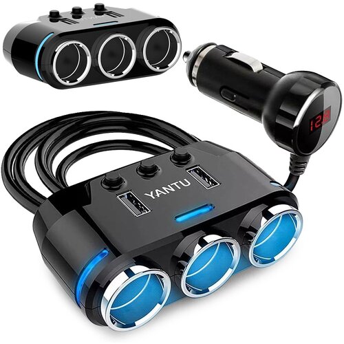  12-24V trostruki razdjelnik auto utičnice i 2x USB punjač 2.1A LED Slike