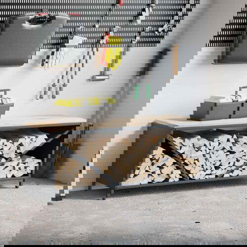 vidaXL Stalak za drva za ogrjev s drvenim vrhom 100,5x35,5x40 cm Cijene