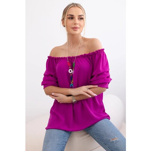Kesi Spanish blouse with decorative sleeves dark purple Slike