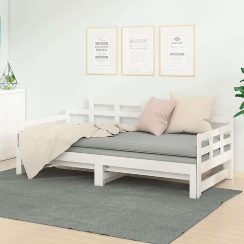  Dnevni ležaj na izvlačenje 2 x (80 x 200) cm bijeli od borovine Slike