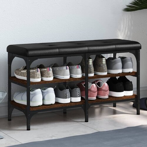  The Living Store Klop za čevlje rjavi hrast 82x32x47 cm inženirski les - Klop Za Čevlje, (21444086) Slike