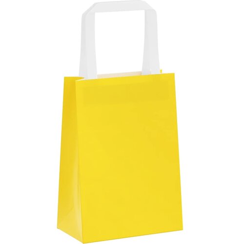  Papirnate vrećice 250 kom s ručkama žute 15x8x21 cm Slike
