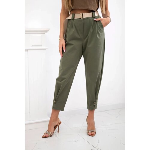 Kesi Włoski Summer Punto trousers with leg closure khaki Cene