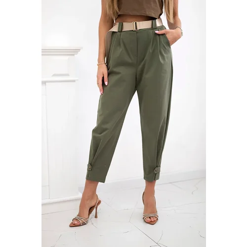 Kesi Włoski Summer Punto trousers with leg closure khaki