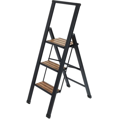 Wenko Črna zložljiva lestev iz aluminija z nedrsečimi trakovi Stepladder III. Cene