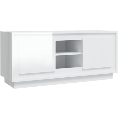 Maison Chic TV omarica - TV stojalo - Televizijska omarica visok sijaj bela 102x35x45 cm inženirski les, (21700884) Slike