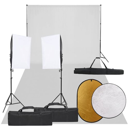 vidaXL komplet za foto studio z lučmi, ozadjem in odbojnikom Cene