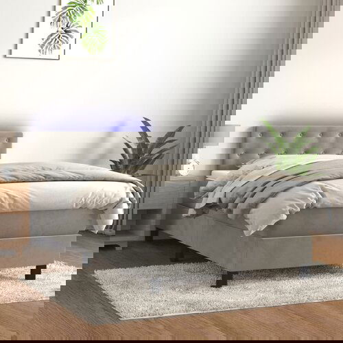 The Living Store Box spring postelja z vzmetnico LED svetlo siva 90x200 cm žamet - Box Spring Postelja, (21437819) Slike