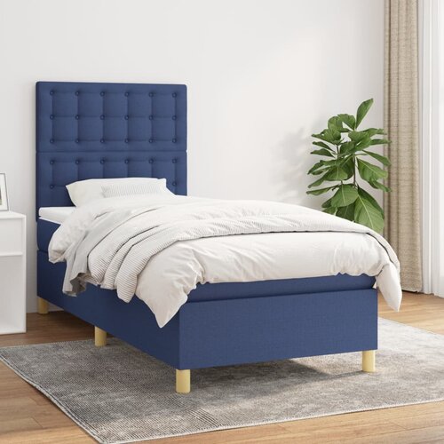 The Living Store Box spring postelja z vzmetnico modra 100x200 cm blago - Box Spring Postelja, (21513640) Slike