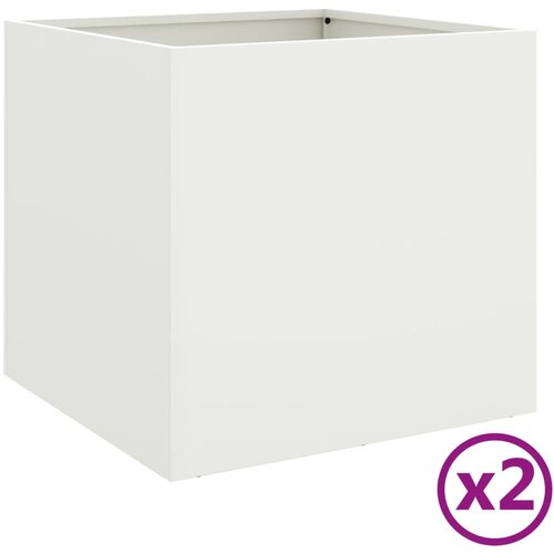 vidaXL Cvetlično korito 2 kosa belo 42x40x39 cm hladno valjano jeklo, (21047441) Cene