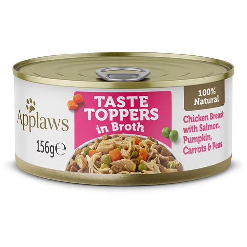 Applaws Taste Toppers v bujonu 6 x 156 g - Piščanec, losos, buča, korenje in grah
