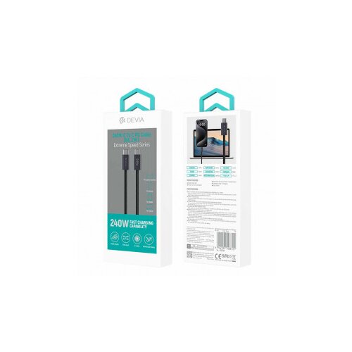 DEVIA kabl Extreme Speed Series Type-c na Type-c 240w 2m Crni Cene
