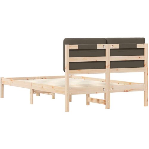  Krevetni okvir s tapiciranim uzglavljem Sivo-smeđa 135 x 190 cm Slike