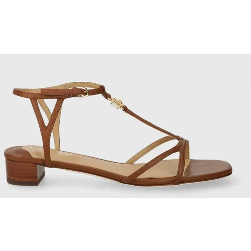Polo Ralph Lauren Usnjeni sandali Fallon ženski, rjava barva, 802920407005