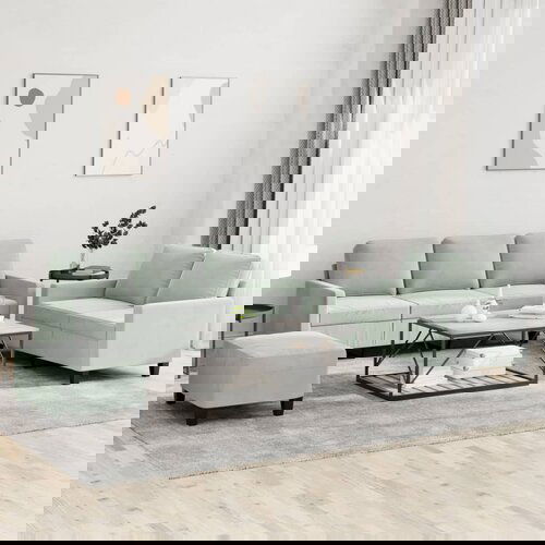 VidaXL 3-dijelni set sofa s jastucima svjetlosivi bar&amp;scaron;unasti Slike