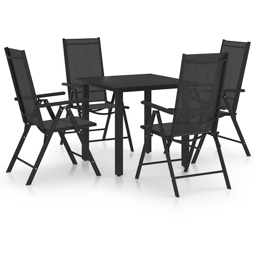  5-dijelni vrtni blagovaonski set aluminijski crni Cijene