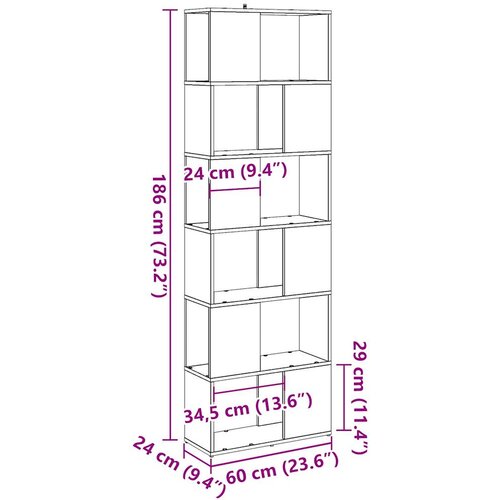  za knjige/Sobna pregrada staro drvo 60x24x186 cm Slike