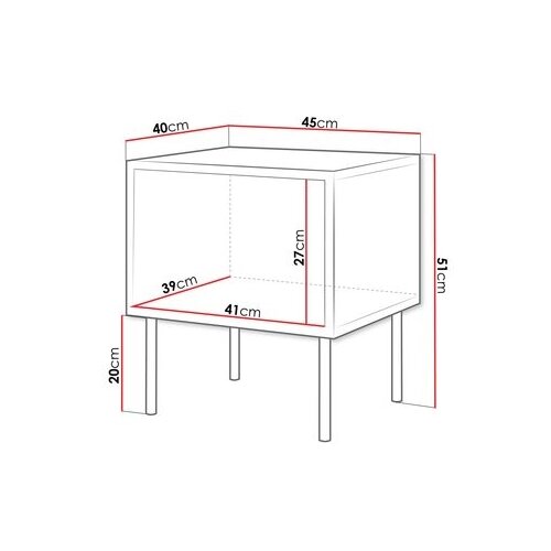  SET od 2 noćna stočića CORTINA 51x45 cm crne boje Slike
