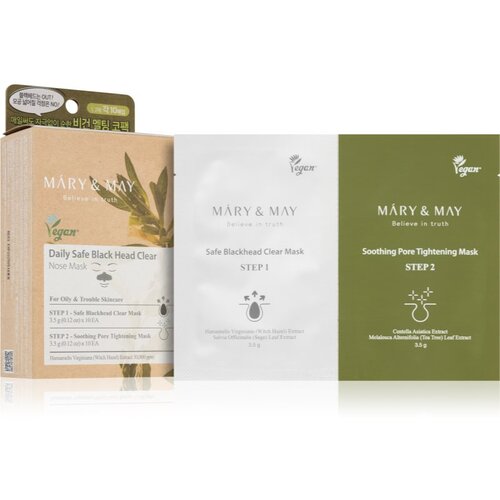 MARY &amp;amp; MAY Daily Safe Black Head Clear Nose Mask flaster za či&amp;scaron;ćenje začepljenih pora na nosu za dvofaznu njegu lica 2x10 kom Slike