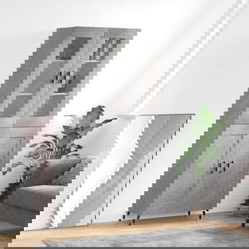 VidaXL Visoka komoda siva betona 69,5x34x180 cm od konstruiranog drva Slike