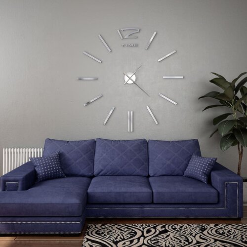 vidaXL 3D stenska ura moderna 100 cm XXL srebrna, (20823704) Cene