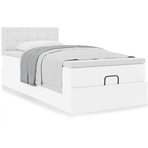 vidaXL Otomanski posteljni okvir z vzmetnico bel 90x190 cm um. usnje, (21611235) Cene
