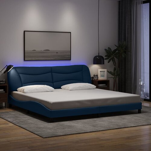  Okvir kreveta s LED-om bez madraca Hvar plavi 200x200 cm od tkanine Cene