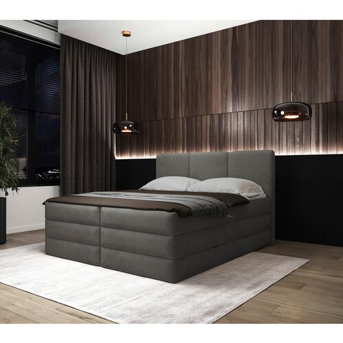 MID.YOU POSTELJA BOXSPRING 180 cm x 200 cm , les, tekstil, leseni material antracit Cene